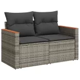14 részes szürke polyrattan kerti ülőgarnitúra párnákkal