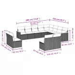 12 részes fekete polyrattan kerti ülőgarnitúra párnákkal