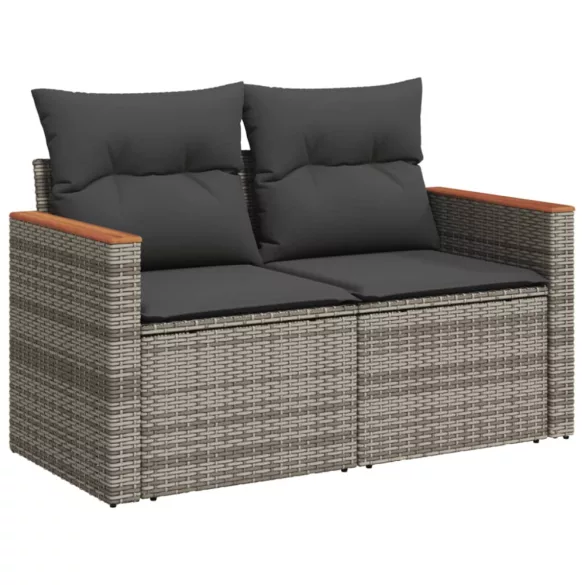 11 részes szürke polyrattan kerti ülőgarnitúra párnákkal