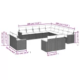 13 részes szürke polyrattan kerti ülőgarnitúra párnákkal