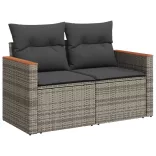 14 részes szürke polyrattan kerti ülőgarnitúra párnákkal