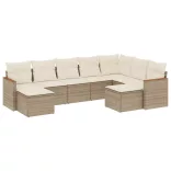 9 részes bézs polyrattan kerti ülőgarnitúra párnákkal