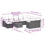 11 részes szürke polyrattan kerti ülőgarnitúra párnákkal