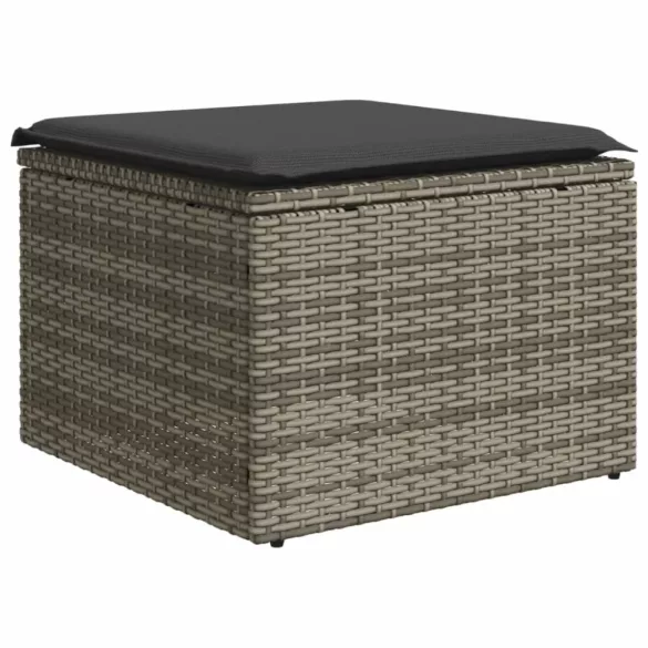 13 részes szürke polyrattan kerti ülőgarnitúra párnákkal