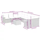 9 részes bézs polyrattan kerti ülőgarnitúra párnákkal