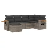 7 részes fekete polyrattan kerti ülőgarnitúra párnával