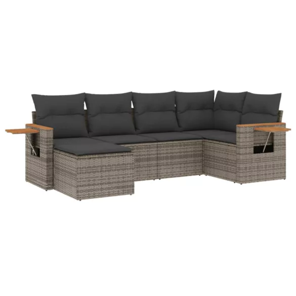 7 részes fekete polyrattan kerti ülőgarnitúra párnával