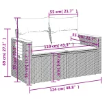 7 részes fekete polyrattan kerti ülőgarnitúra párnával