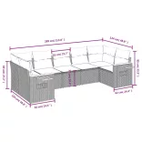 7 részes bézs polyrattan kerti ülőgarnitúra párnákkal