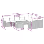 10 részes fekete polyrattan kerti ülőgarnitúra párnákkal