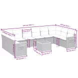 11 részes bézs polyrattan kerti ülőgarnitúra párnákkal