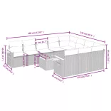 11 részes szürke polyrattan kerti ülőgarnitúra párnákkal