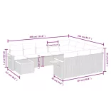 11 részes szürke polyrattan kerti ülőgarnitúra párnákkal