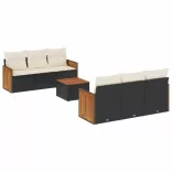 7 részes fekete polyrattan kerti ülőgarnitúra párnával