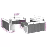 13 részes szürke polyrattan kerti ülőgarnitúra párnákkal
