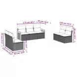 7 részes fekete polyrattan kerti ülőgarnitúra párnával