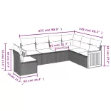 7 részes fekete polyrattan kerti ülőgarnitúra párnával