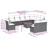 11 részes szürke polyrattan kerti ülőgarnitúra párnákkal