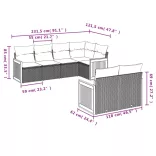 7 részes bézs polyrattan kerti ülőgarnitúra párnákkal