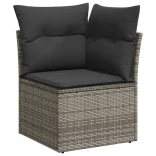 7 részes fekete polyrattan kerti ülőgarnitúra párnával