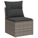 7 részes fekete polyrattan kerti ülőgarnitúra párnával