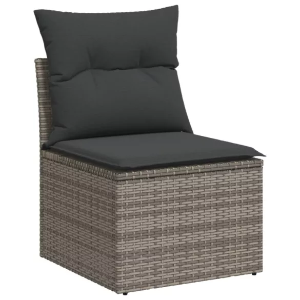 7 részes fekete polyrattan kerti ülőgarnitúra párnával