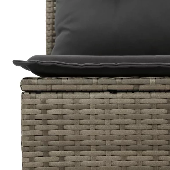 7 részes fekete polyrattan kerti ülőgarnitúra párnával