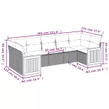 7 részes bézs polyrattan kerti ülőgarnitúra párnákkal