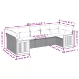 7 részes bézs polyrattan kerti ülőgarnitúra párnákkal