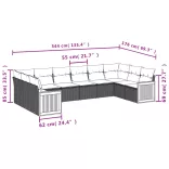 10 részes bézs polyrattan kerti ülőgarnitúra párnával