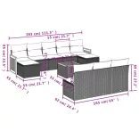 11 részes szürke polyrattan kerti ülőgarnitúra párnákkal