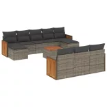 11 részes szürke polyrattan kerti ülőgarnitúra párnákkal