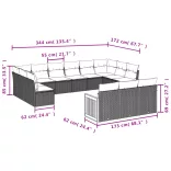 13 részes bézs polyrattan kerti ülőgarnitúra párnákkal