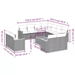 12 részes fekete polyrattan kerti ülőgarnitúra párnákkal
