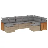 9 részes bézs polyrattan kerti ülőgarnitúra párnákkal