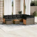 11 részes szürke polyrattan kerti ülőgarnitúra párnákkal