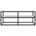 fekete TV-szekrény fehér márvány mintás üveggel 100x40x40 cm