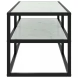 fekete TV-szekrény fehér márvány mintás üveggel 100x40x40 cm