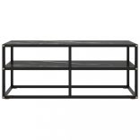 fekete TV-szekrény fekete márvány mintás üveggel 100x40x40 cm