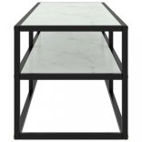 fekete TV-szekrény fehér márvány mintás üveggel 120x40x40 cm