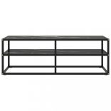 fekete TV-szekrény fekete márvány mintás üveggel 120x40x40 cm