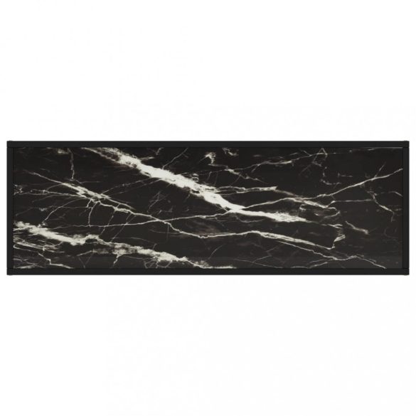 fekete TV-szekrény fekete márvány mintás üveggel 120x40x40 cm