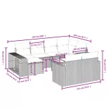 11 részes szürke polyrattan kerti ülőgarnitúra párnákkal