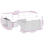 11 részes szürke polyrattan kerti ülőgarnitúra párnákkal