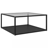 322896  Coffee Table Transparent and Black 80x80x35 cm Tempered Glass
