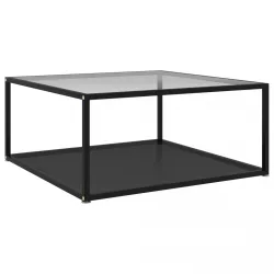   322896  Coffee Table Transparent and Black 80x80x35 cm Tempered Glass