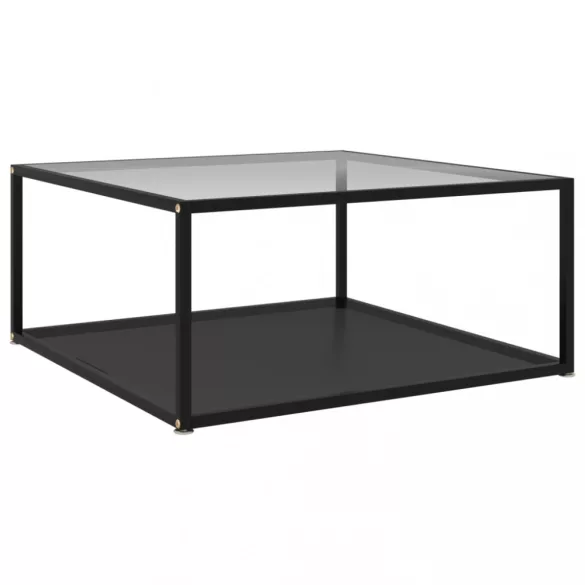 322896  Coffee Table Transparent and Black 80x80x35 cm Tempered Glass