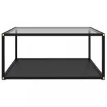322896  Coffee Table Transparent and Black 80x80x35 cm Tempered Glass