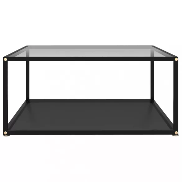 322896  Coffee Table Transparent and Black 80x80x35 cm Tempered Glass