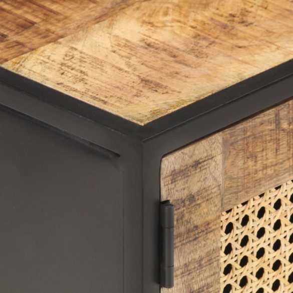 nyers mangófa és természetes nád TV-szekrény 90 x 30 x 40 cm